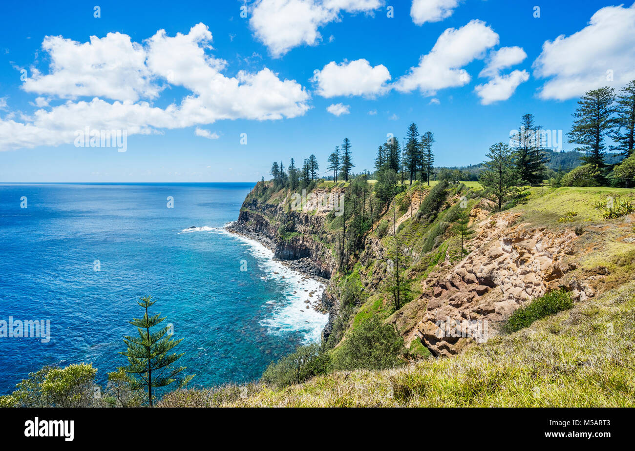 Norfolk Island, Australische externe Gebiet, Insel Küste am Grabstein finden Stockfoto