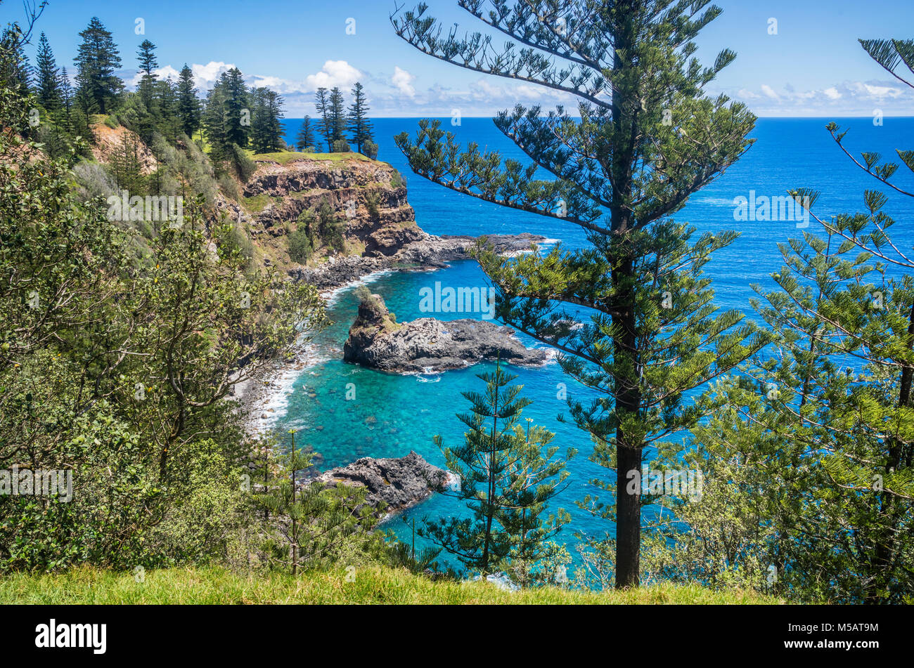 Norfolk Island, Australische externe Gebiet, Blick auf die Klippen an der Westküste der Insel aus der Welpe Punkt Stockfoto