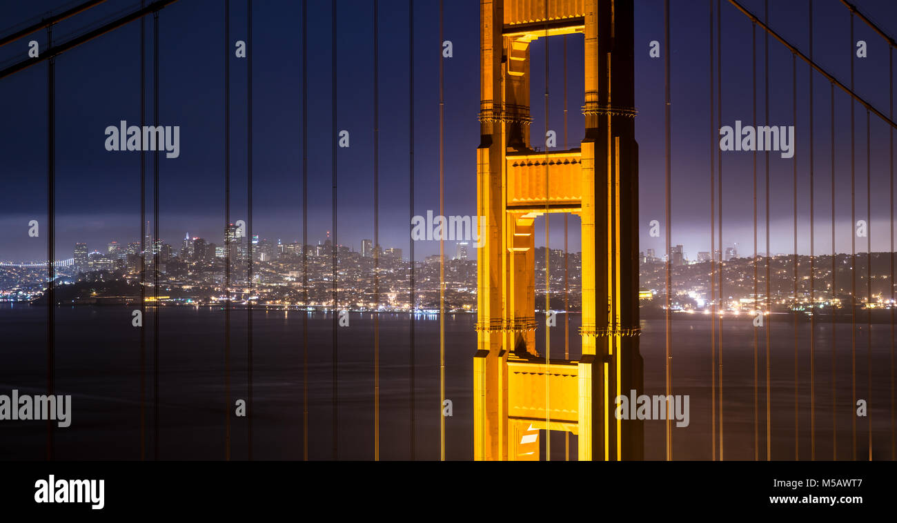 Golden Gate Bridge Nahaufnahme von der Batterie spencer Sicht Stockfoto