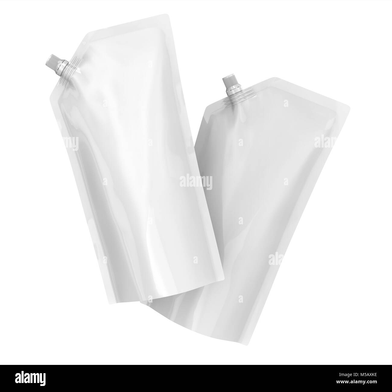 Waschmittel refill Paket, 3d-render Beuteltasche mockup mit Deckel, die in der Luft schweben eingestellt Stockfoto