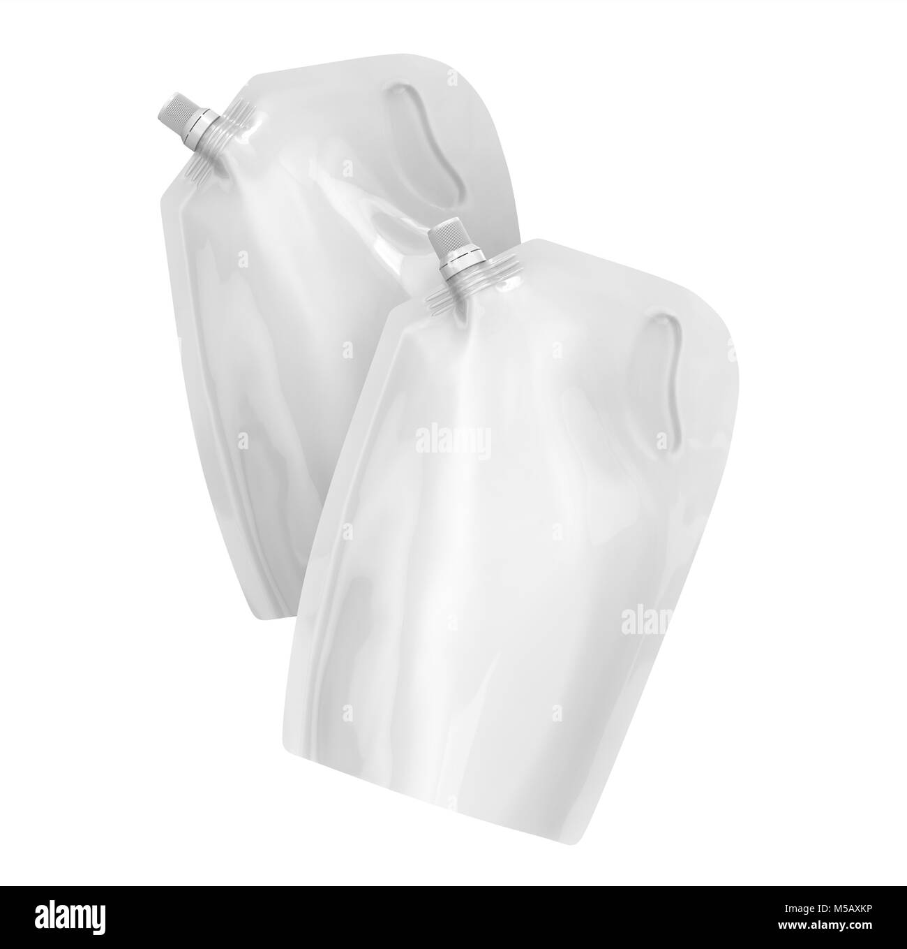 Waschmittel refill Paket, 3d-render Beuteltasche mockup mit Deckel, die in der Luft schweben eingestellt Stockfoto