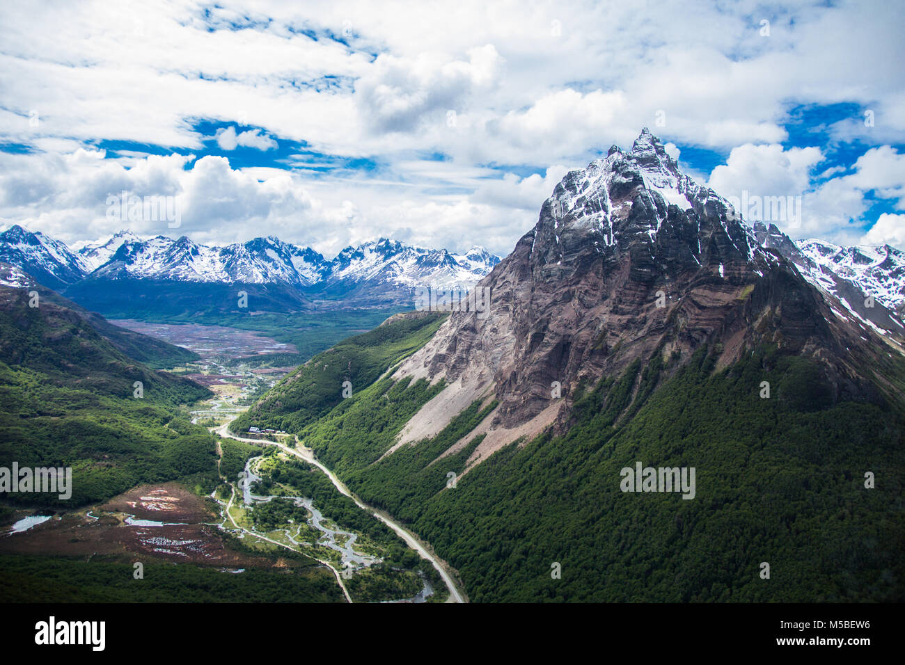 Blick auf die Berge Olivia. Von Ushuaia, Patagonien Argentinien Stockfoto