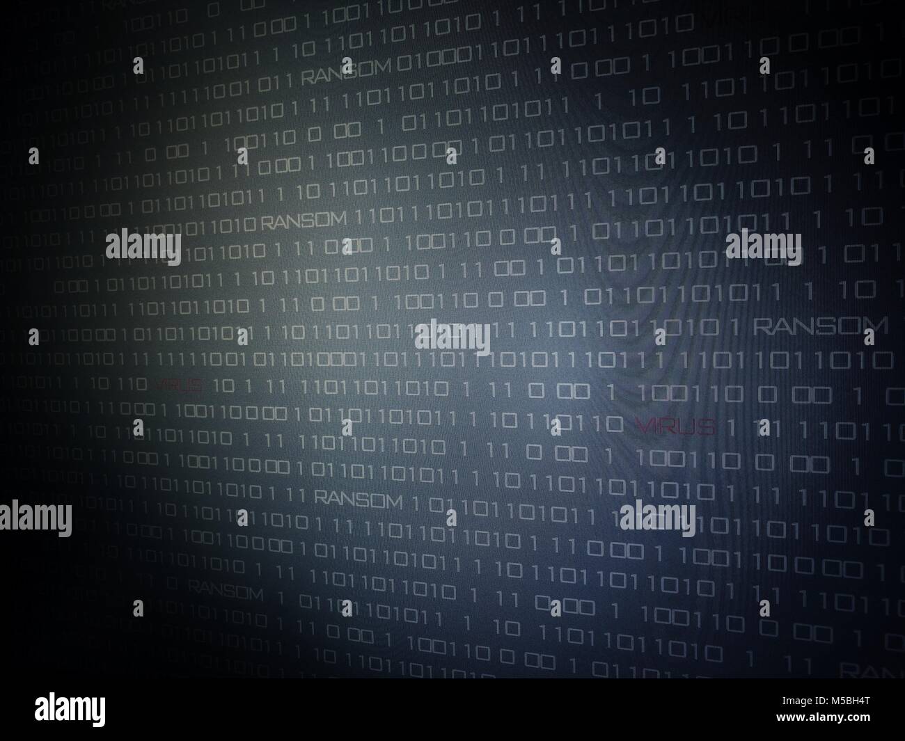 Computer KI Intelligenz Daten internet verbindung Konzepte. Der binäre Code Nummern Hintergrund auf dem Computer Monitor für Computer Technologie Konzepte. Priva Stockfoto