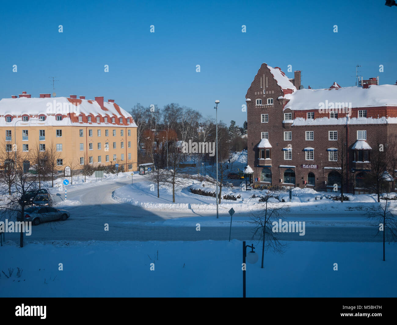 Stadtzentrum von Lidingö im Winter, Lidingö (Schweden) Stockfoto