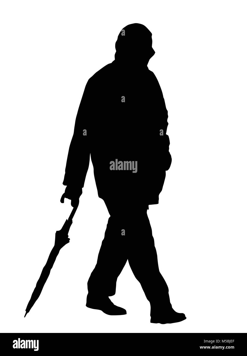 Silhouetten der Mann mit einem Regenschirm auf weißem Hintergrund, Vector Illustration Stock Vektor