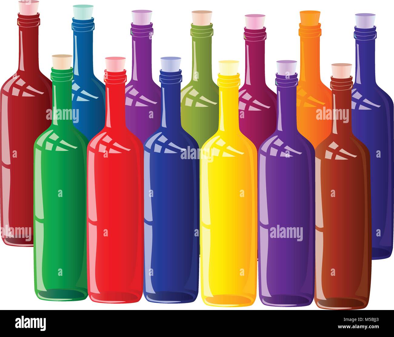 Stilisierte farbigen Flaschen Stock Vektor