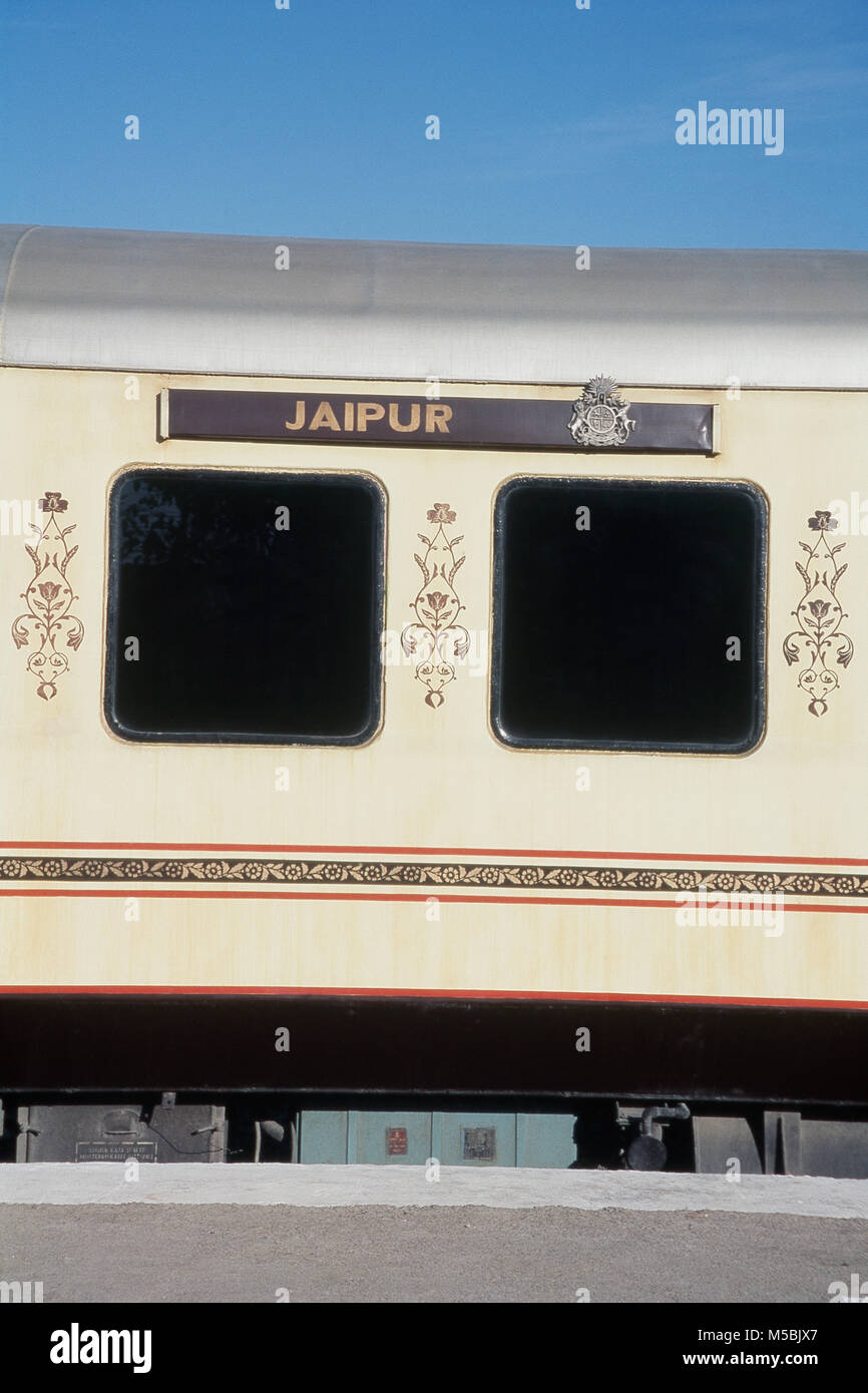 Jodhpur Fahrgastraum der Palast auf Rädern zug Rajasthan, Indien Stockfoto
