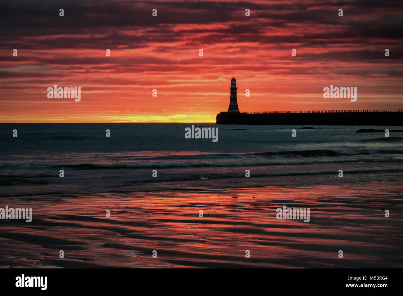 Roker Leuchtturm Sunrise Stockfoto