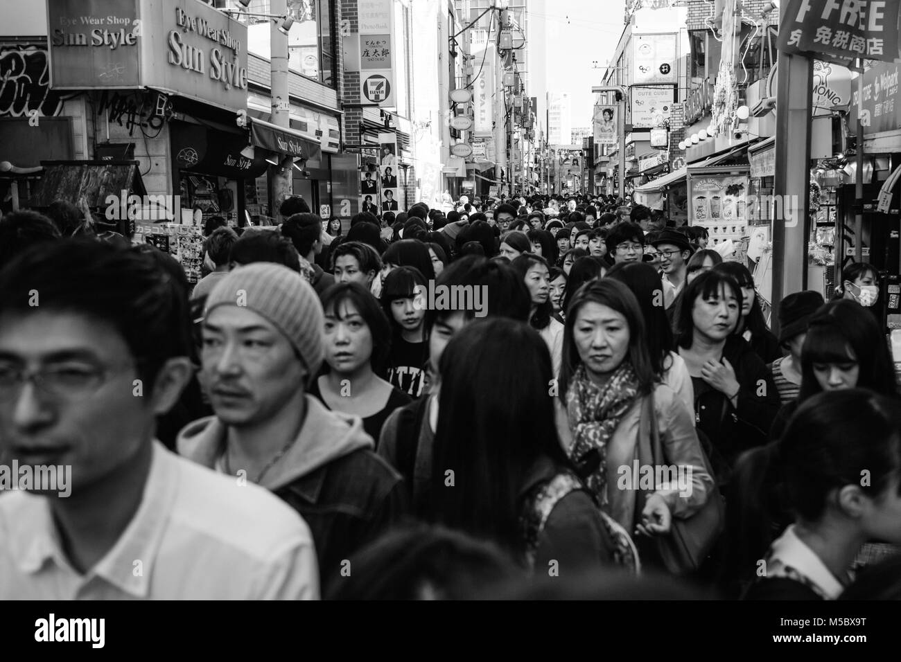 Der überfüllten Straße in Harajuku Stockfoto