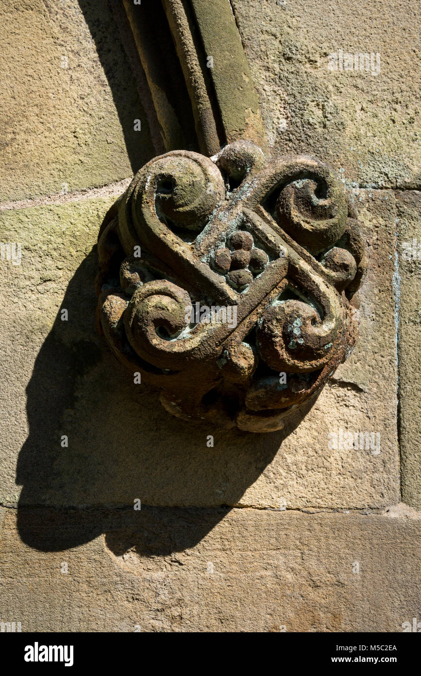 Stein Details im St James' Church, in der Nähe von taxal Whaley Bridge, Derbyshire, England. Stockfoto