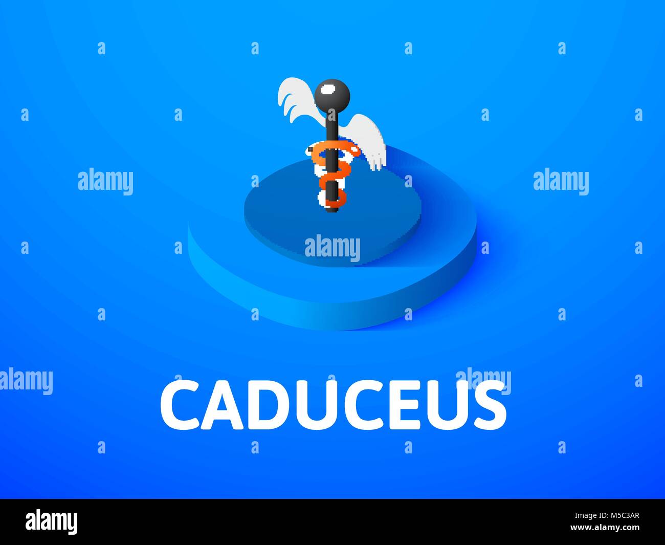 Caduceus isometrische Symbol Farbe Hintergrund isoliert Stock Vektor