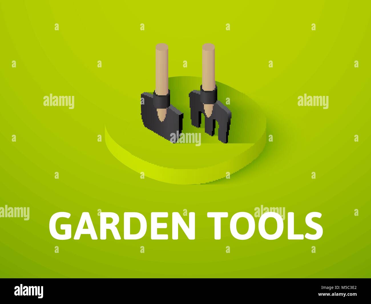 Garten Werkzeuge isometrische Symbol Farbe Hintergrund isoliert Stock Vektor
