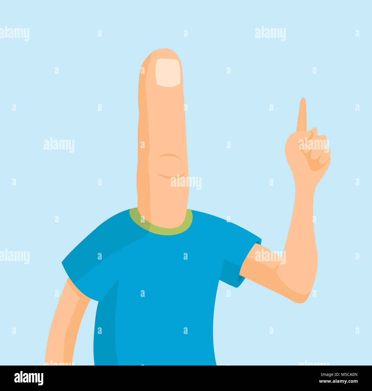 Cartoon Illustration der lustige Mann mit dem Finger Kopf Stock Vektor