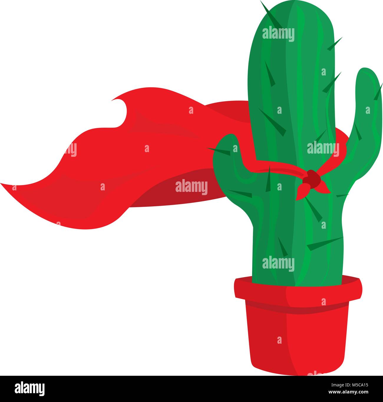 Cartoon Illustration von Cactus mit Kap als Super Hero Stock Vektor
