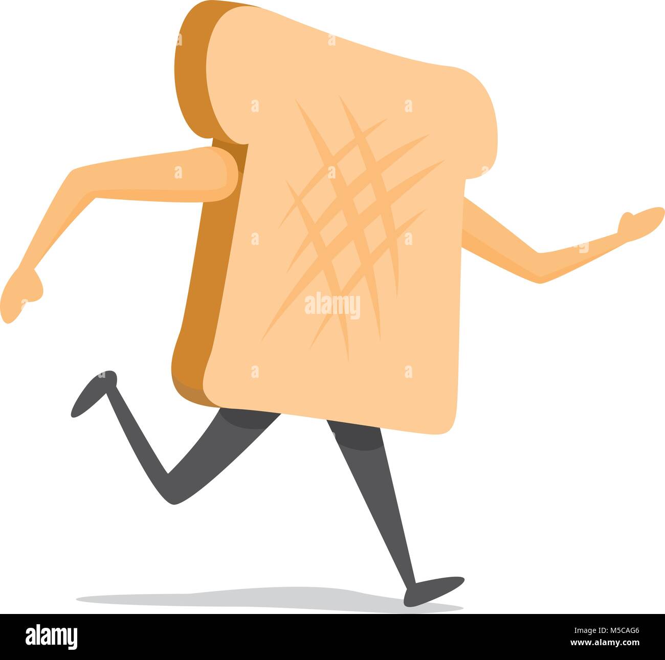 Cartoon Illustration von Brot Slice auf der Run Stock Vektor