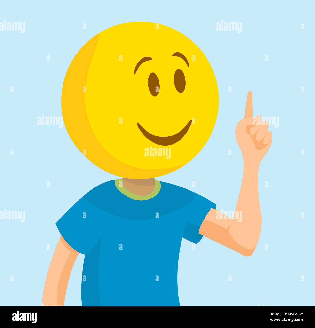 Cartoon Illustration der lustige Mann mit Smile emoji Kopf Stock Vektor