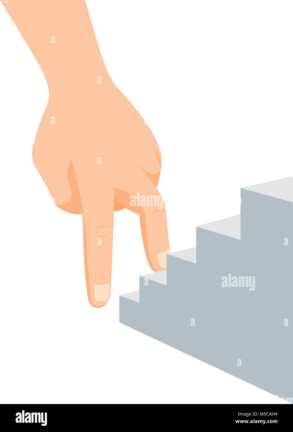 Cartoon Illustration von ambitionierten Hand klettern auf Treppen Stock Vektor