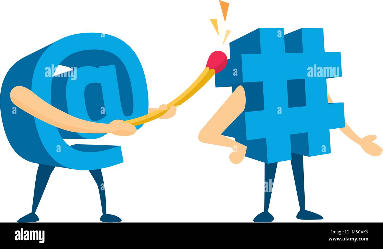 Cartoon Illustration von Symbol Drehen in einer Hash Tag Stock ...