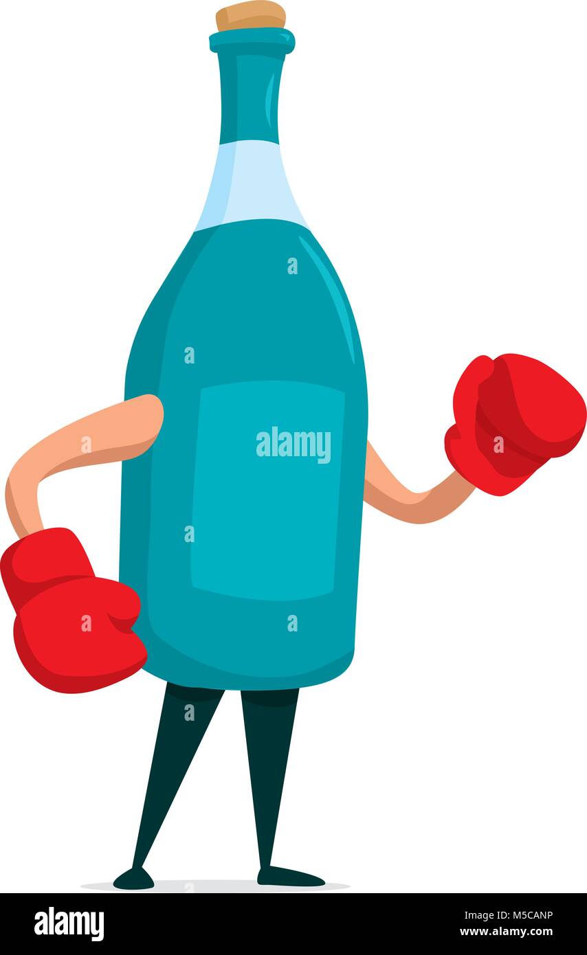 Cartoon Illustration von Alkohol Flasche bereit zu kämpfen Stock Vektor