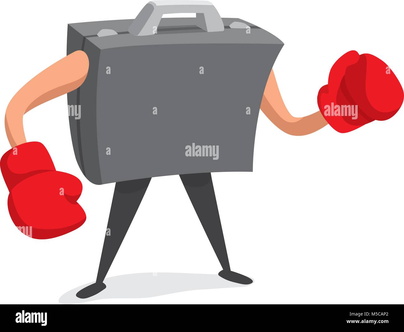 Cartoon Illustration der business Portfolio bereit, mit Boxhandschuhen zu verhandeln. Stock Vektor