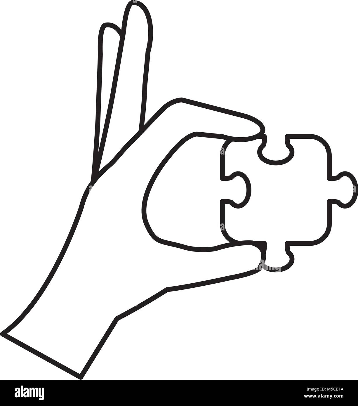 Hand mit Puzzle Stück Symbol Stock Vektor