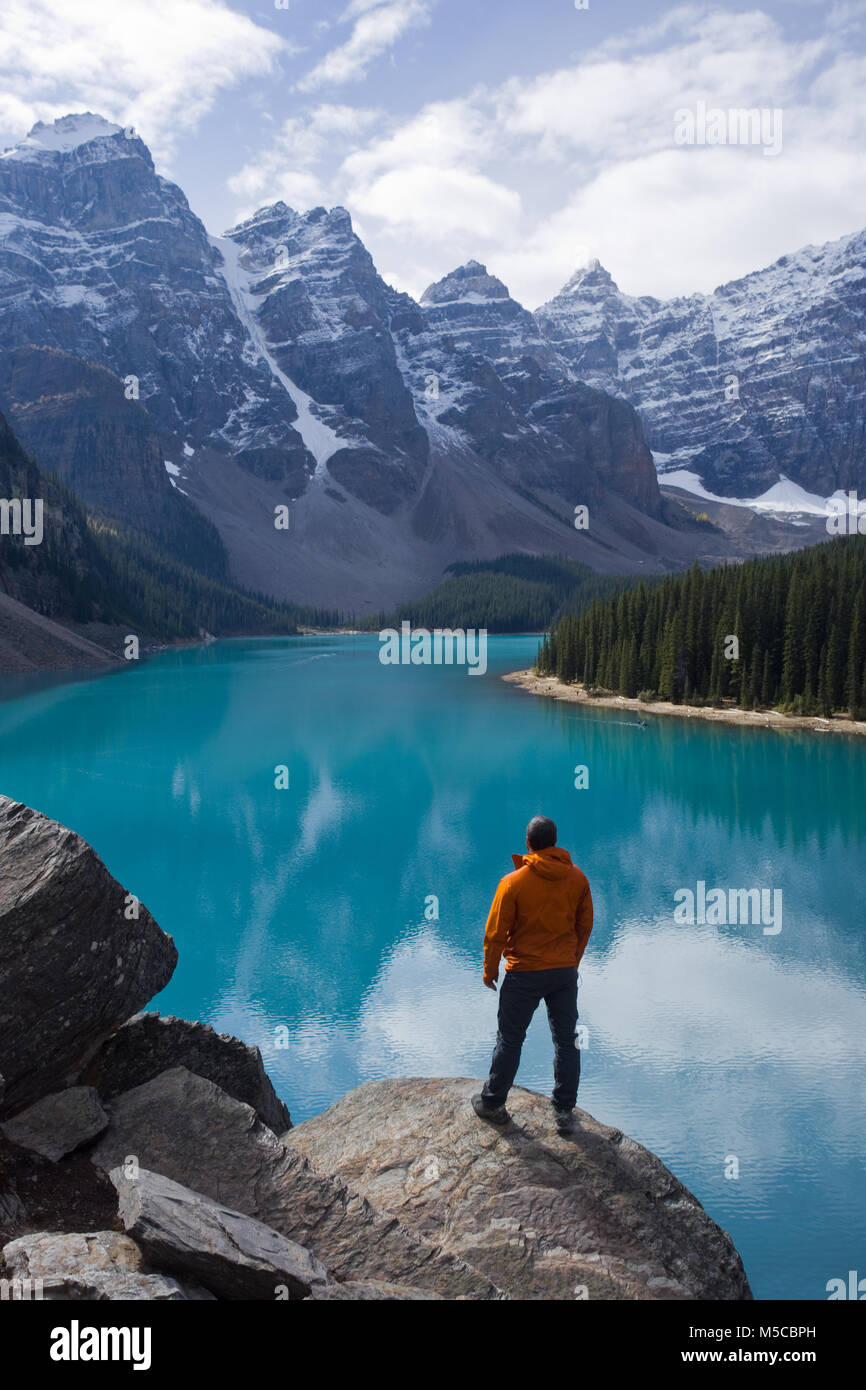 Moraine Lake im Tal der zehn Gipfel Banff National Park, Alberta, Kanada Stockfoto