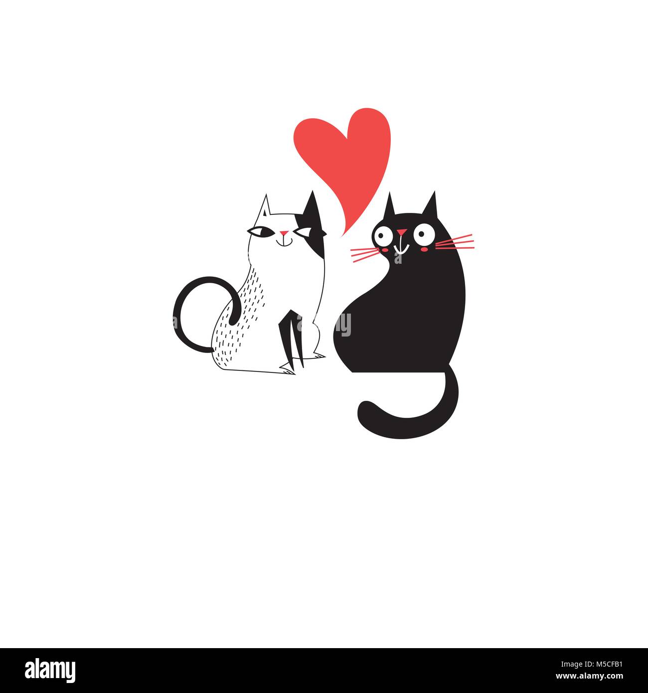 Grafiken von verliebte Katzen auf weißem Hintergrund Stock Vektor