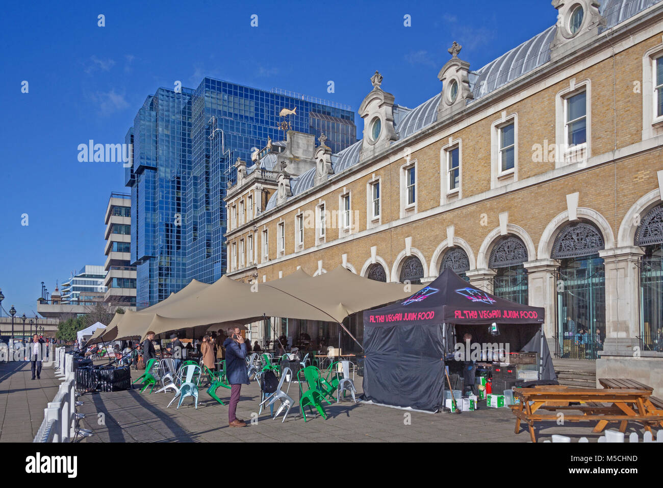 Stadt London Old Billingsgate Markt verwandelt als Gastfreundschaft und Ereignisse in seiner Lage am Fluss Ort Stockfoto