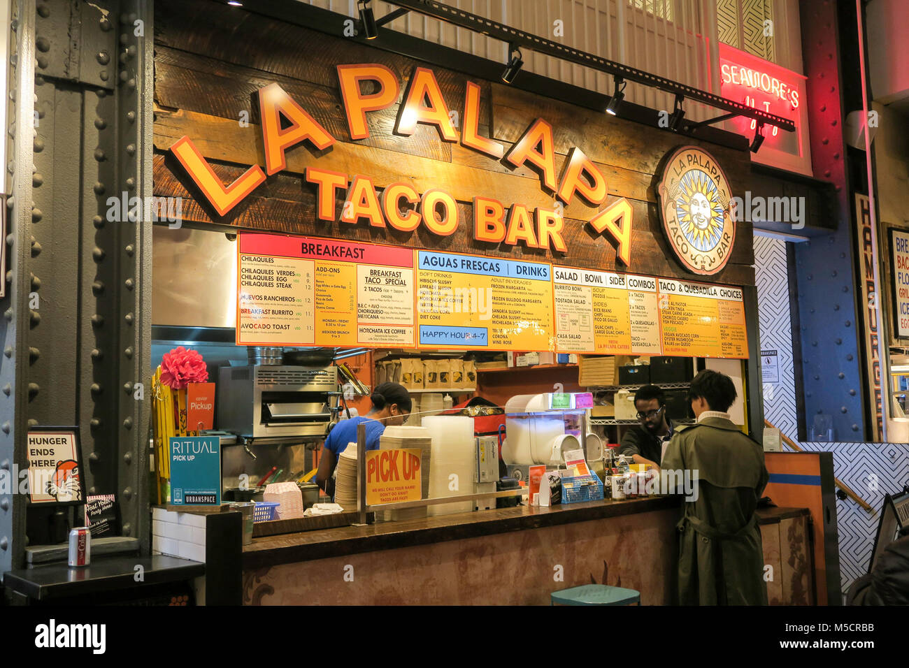 La Palapa Taco Bar, Urbanspace Vanderbilt, NYC Stockfoto