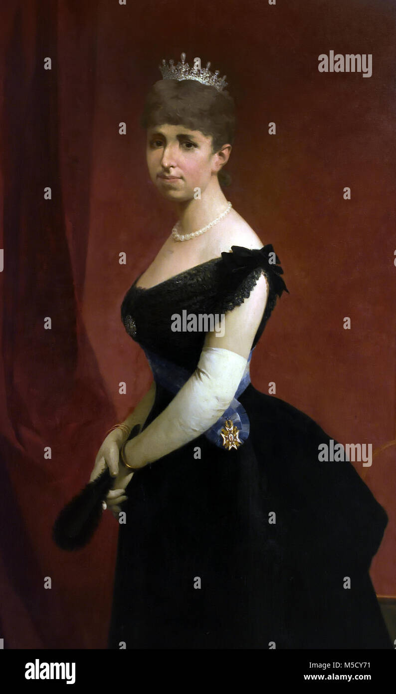 Portrait von Königin Maria Cristina von Habsburg-lothringen (1858-1929), Königin von Spanien für ihre Ehe zu Alfonso XII. und auch die Mutter von König Alfonso XIII. von Pedro Rodrigues de la Torre 1847-1915 19./20., Jahrhundert, Spanien, Spanisch, Stockfoto