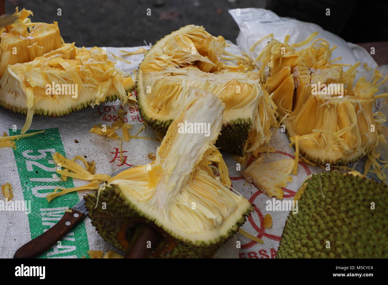 Jackfruit in Malaysia Street Market Stockfoto