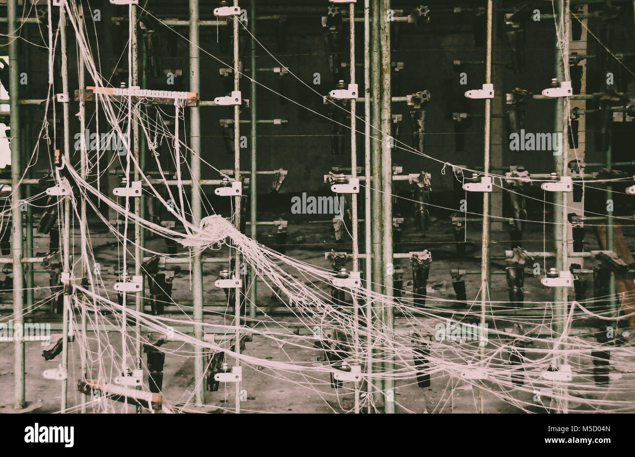 Schöne Zusammensetzung der Stoffhersteller. Mechanismus. Maschine V. Stockfoto