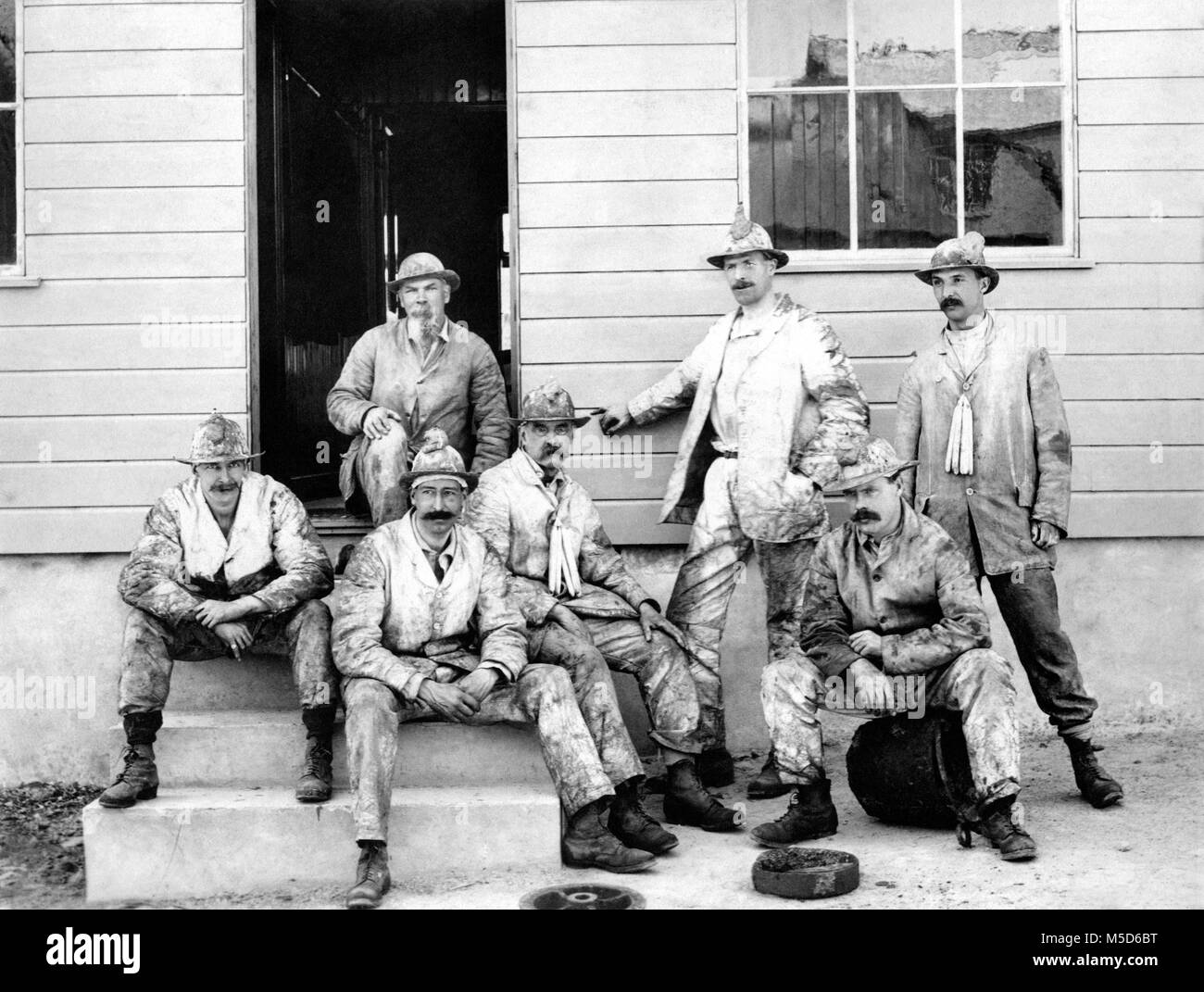 Bergbau, Industrie, sieben Bergleute, 1930er Jahre, Deutschland Stockfoto
