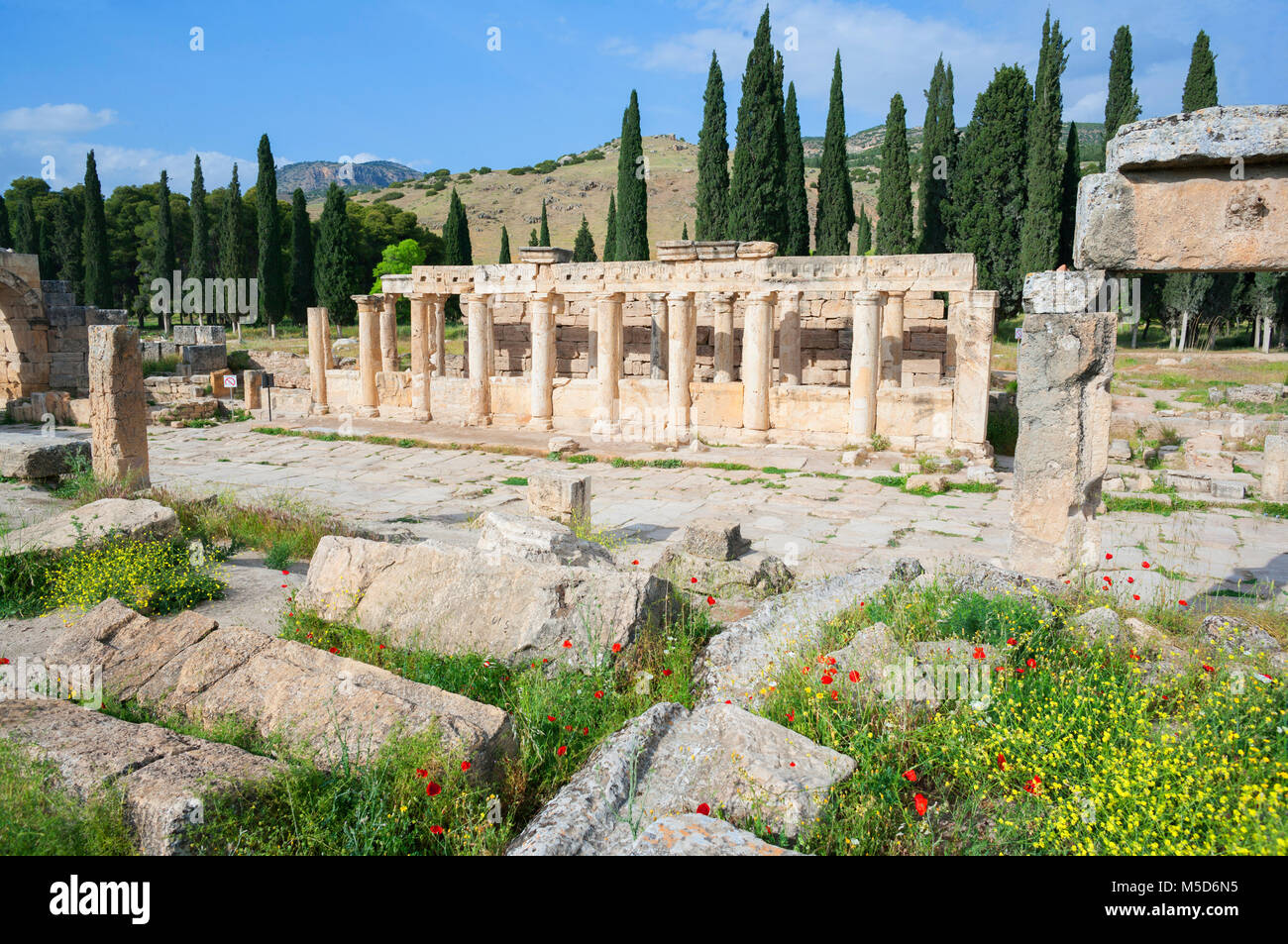 Antike römische Nekropole Ruinen, Hierapolis, Pamukkale, Denizli, Anatolien, Türkei Stockfoto