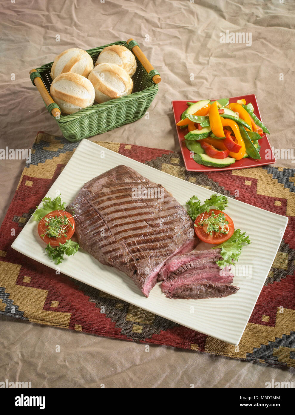 Flank Steak zum Abendessen Stockfoto