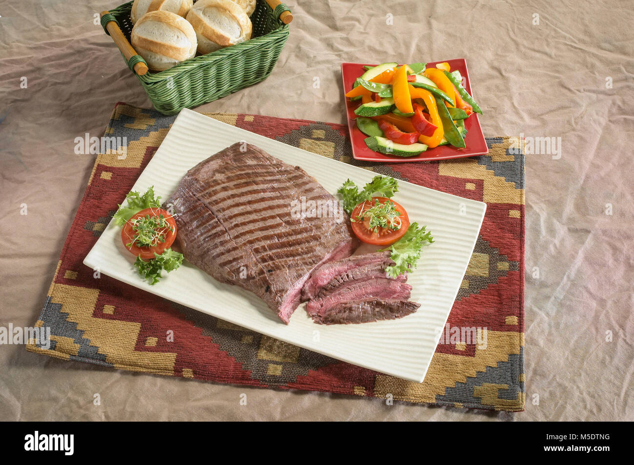 Flank Steak zum Abendessen Stockfoto