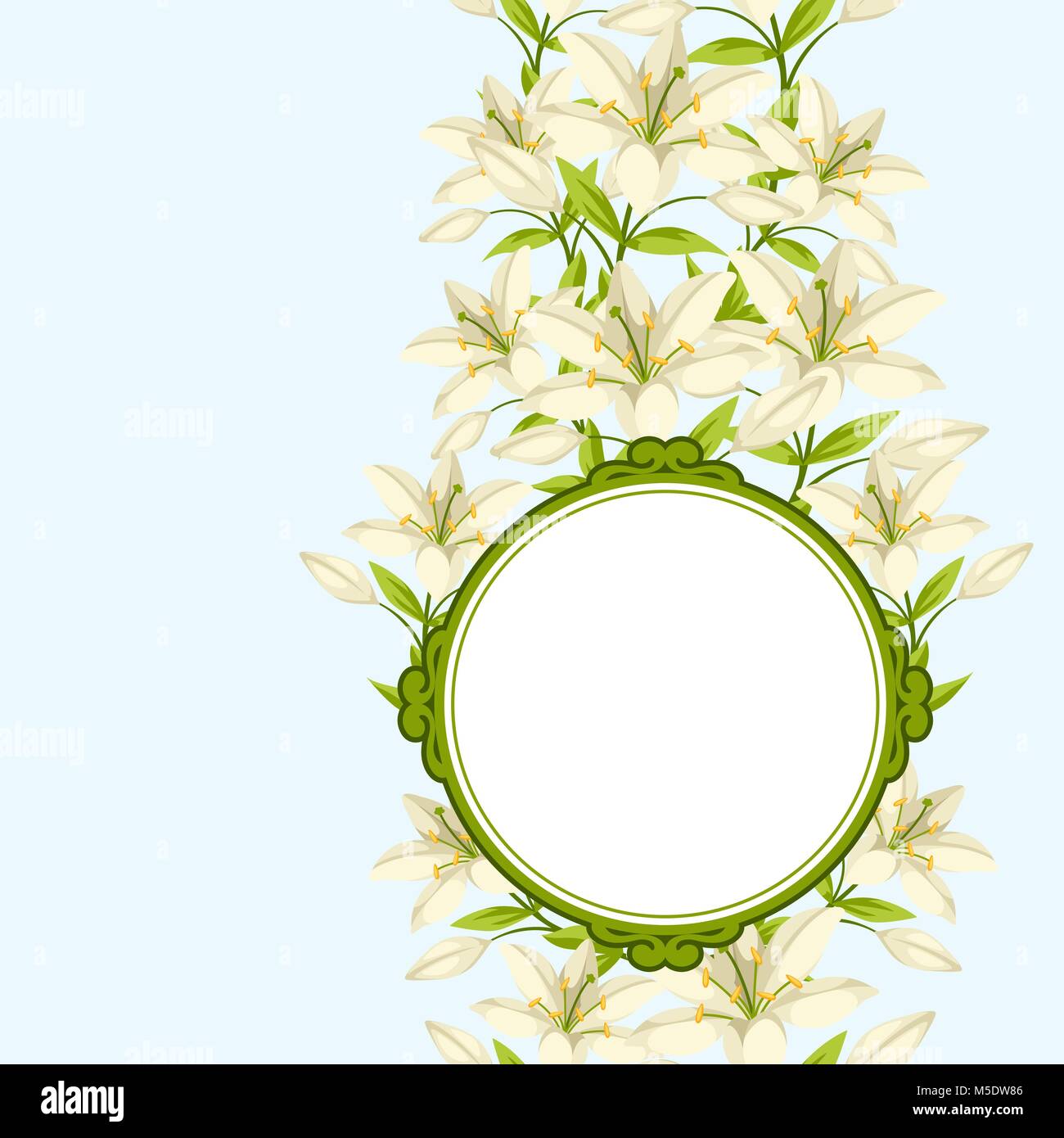 Vintage dekorative Rahmen mit schönen Lilien. Retro Design Stock Vektor
