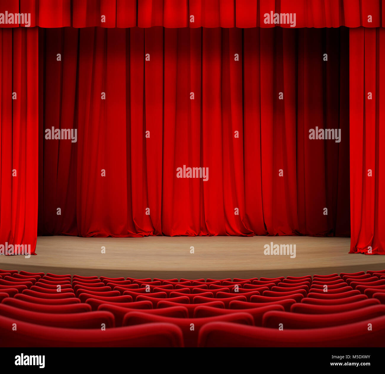 Theater Vorhang auf der Bühne mit roten Sitze 3 Abbildung d Stockfoto