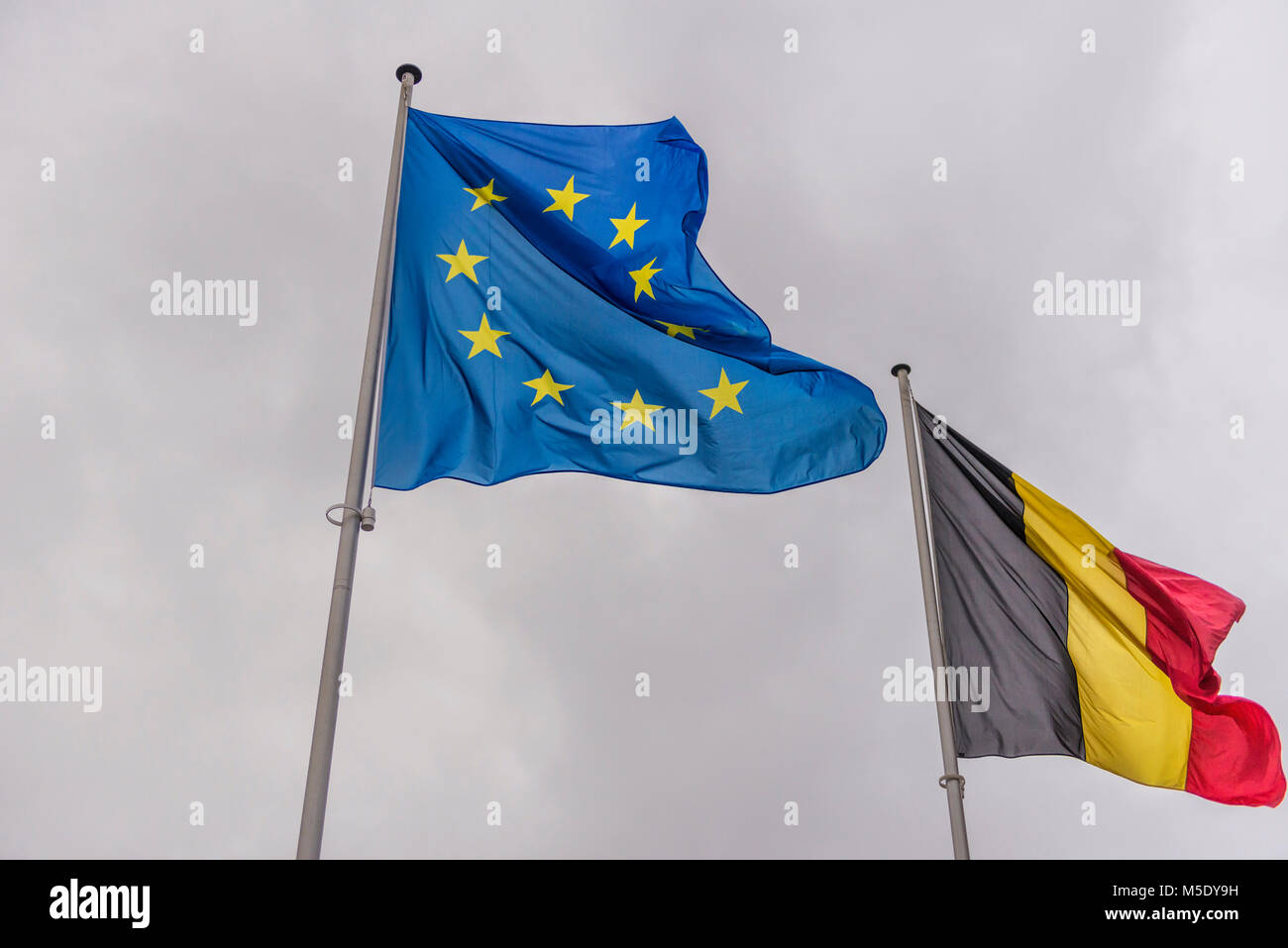 EU und belgische Flagge Stockfoto