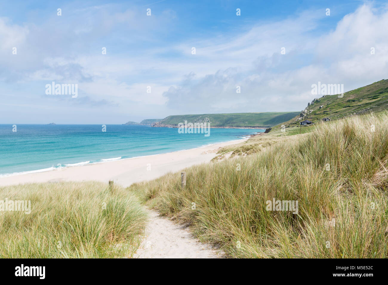 Pfad hinab zum Sennen Beach, Cornwall Stockfoto