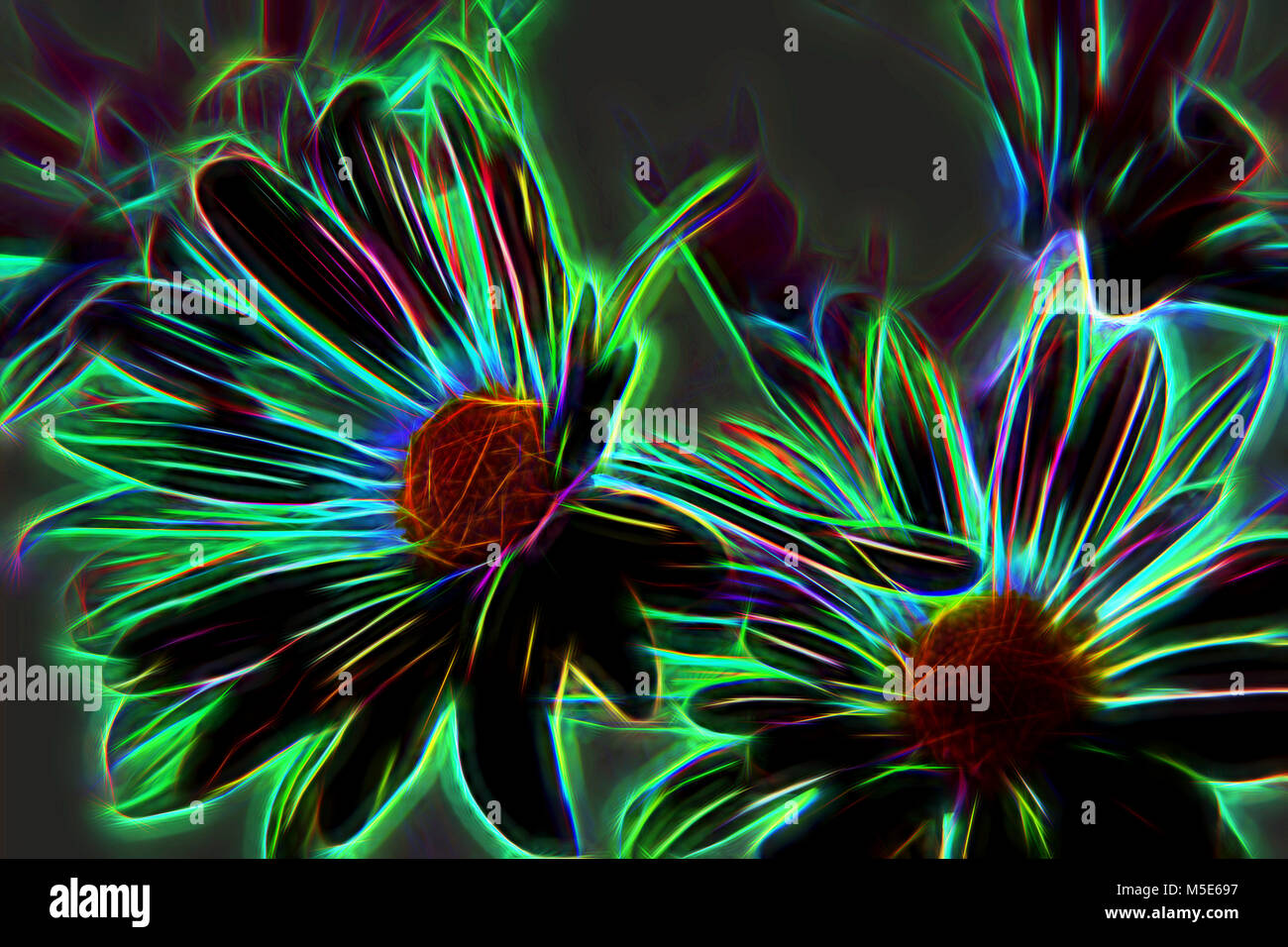 Abstrakte neon leuchtenden Blumen Stockfoto