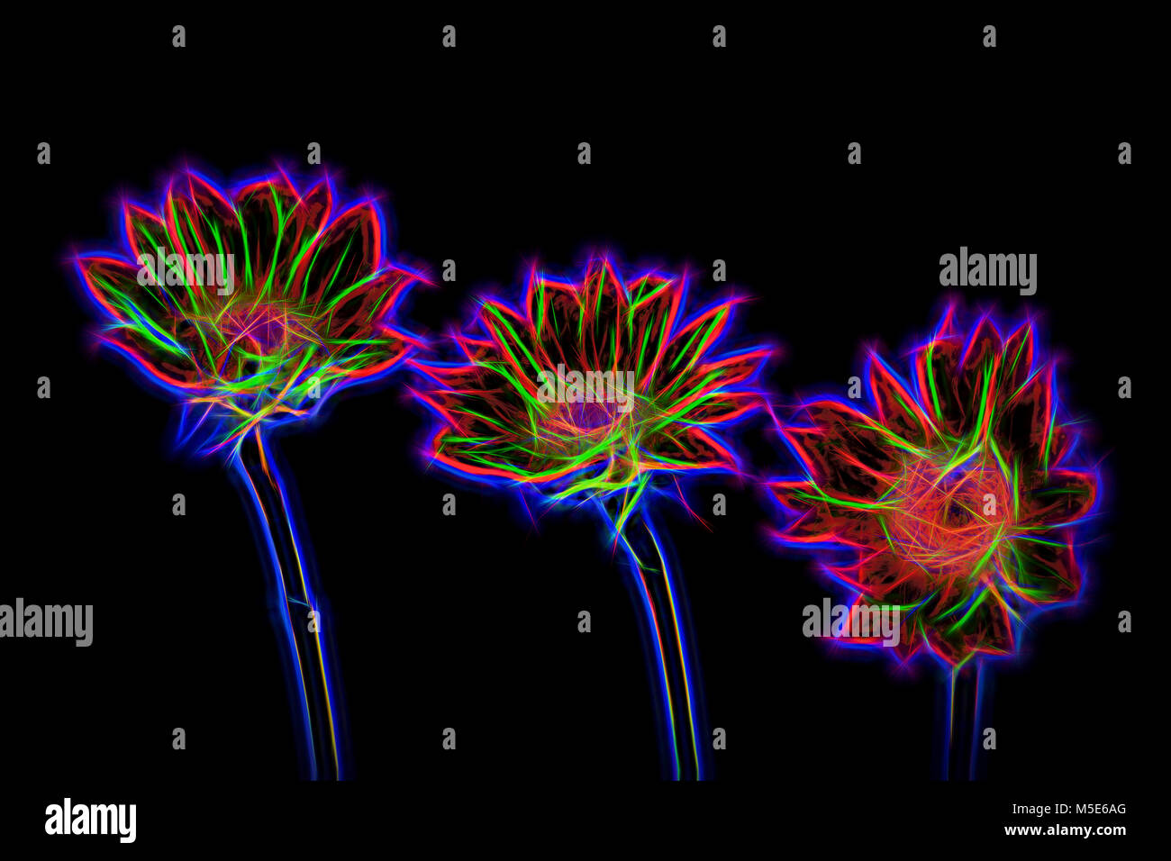 Abstrakte neon leuchtenden Blumen Stockfoto