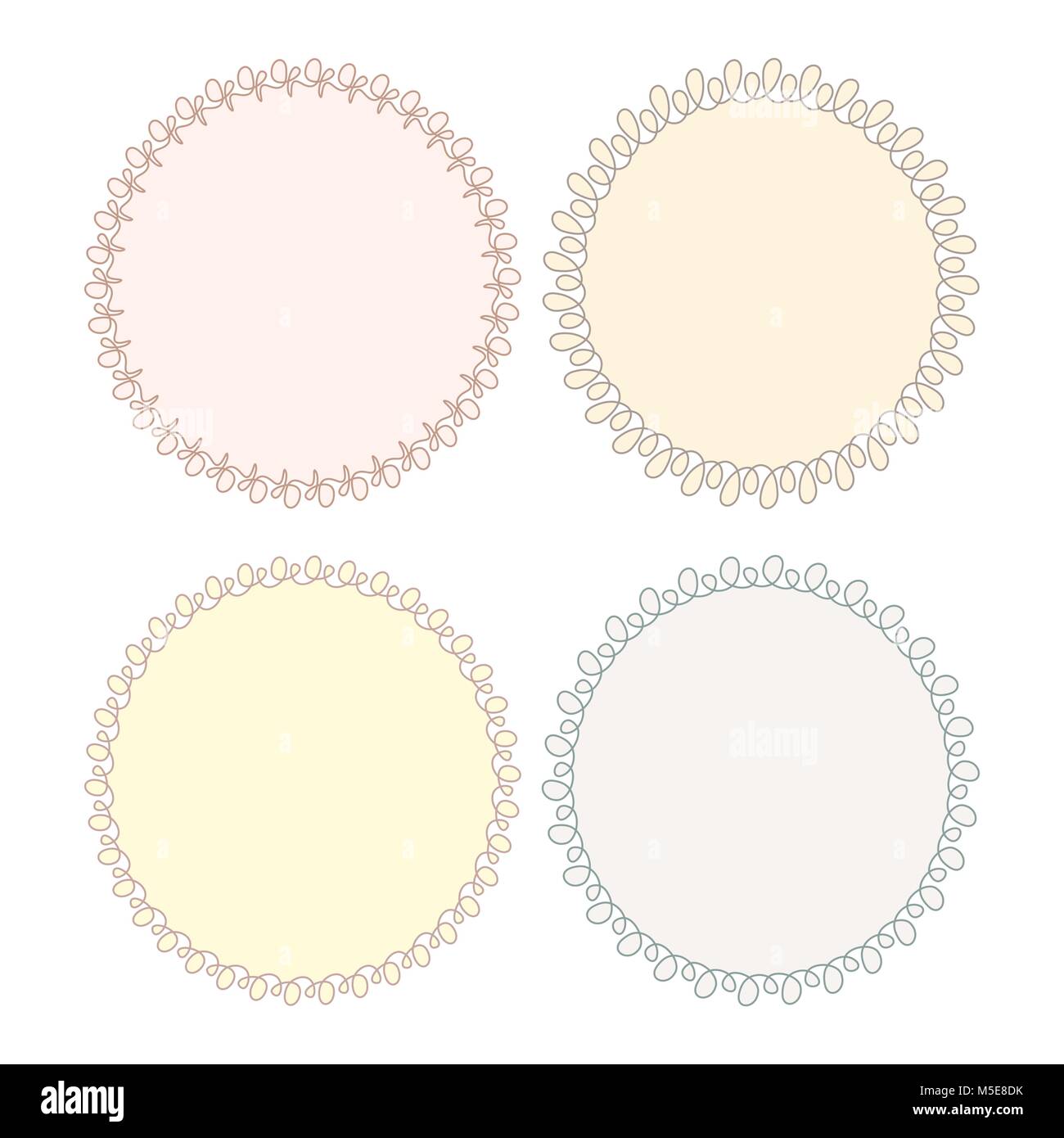 Satz von 4 sehr einfache runden Rahmen mit voll editierbar Linienstärke und Farbe Stock Vektor