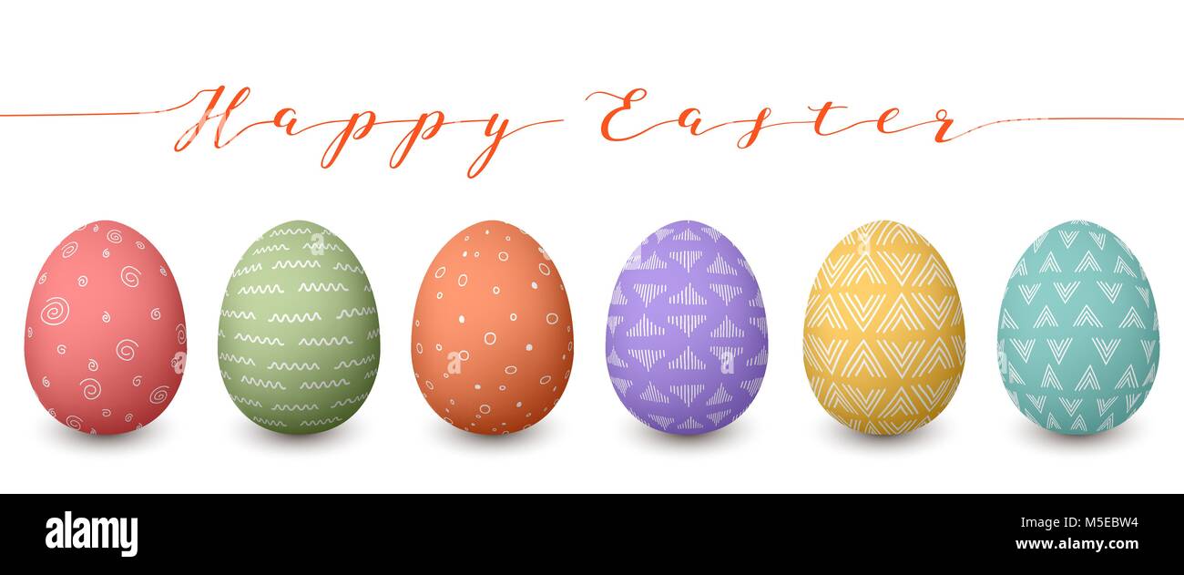 Frohe Ostern Eier. Satz von whtie Ostereier mit verschiedenen einfachen ...