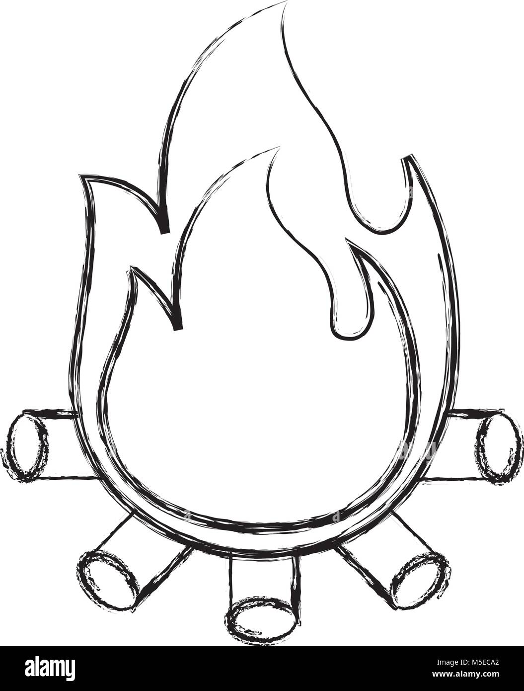Brennende Feuer Flamme mit Holzstäbchen Stock Vektor