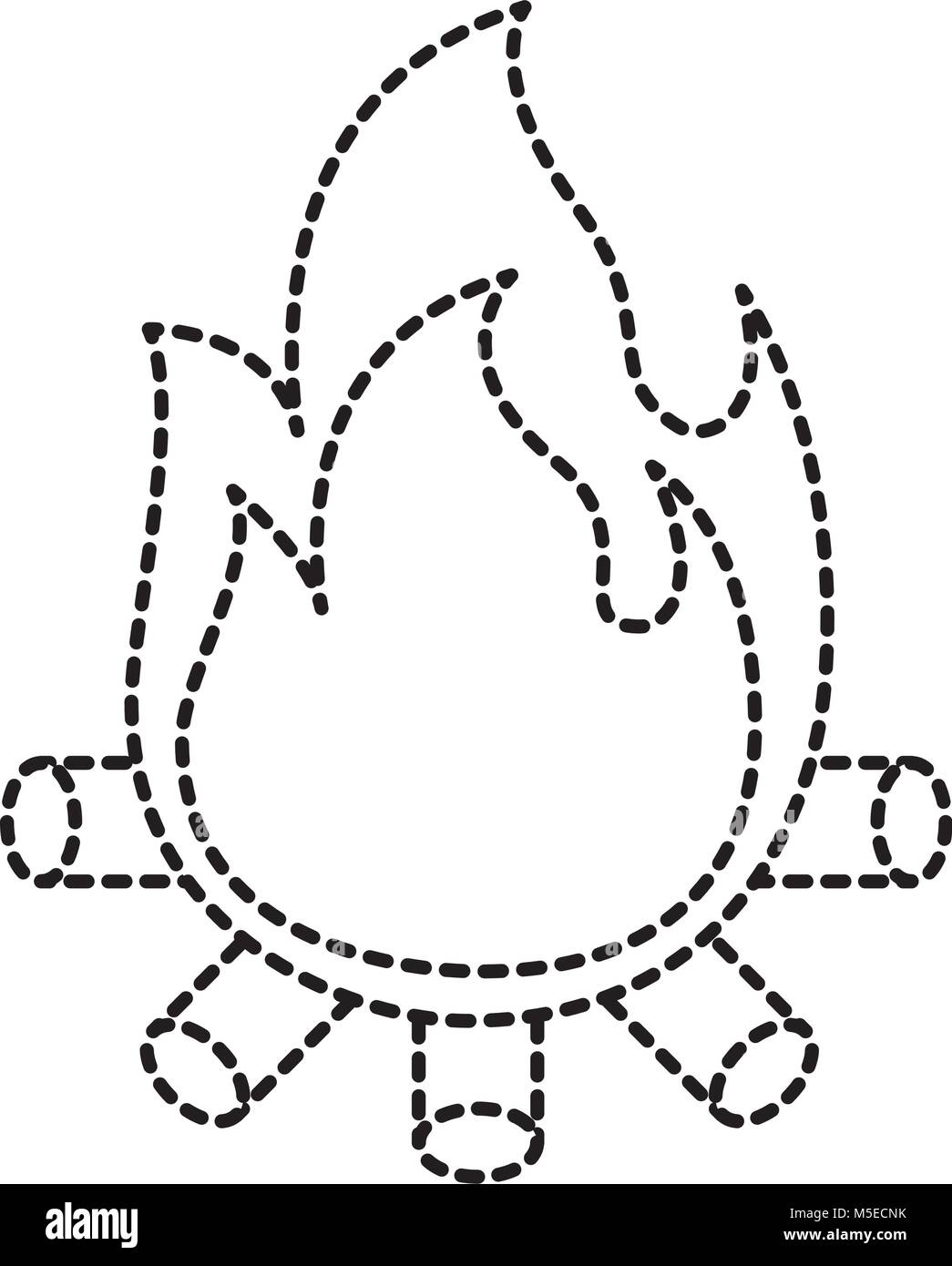 Brennende Feuer Flamme mit Holzstäbchen Stock Vektor