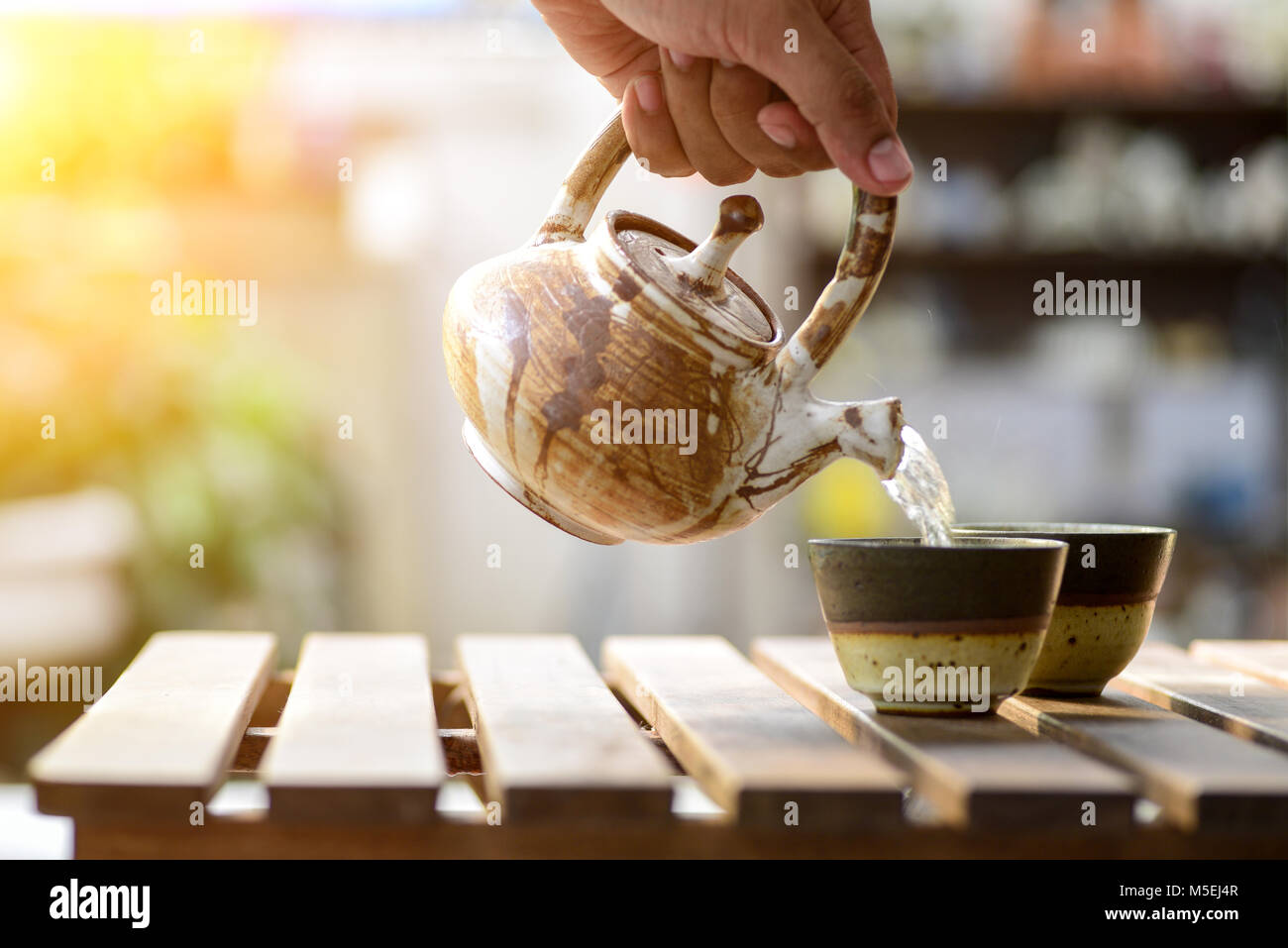 Die Zeit der Teepause. Stockfoto