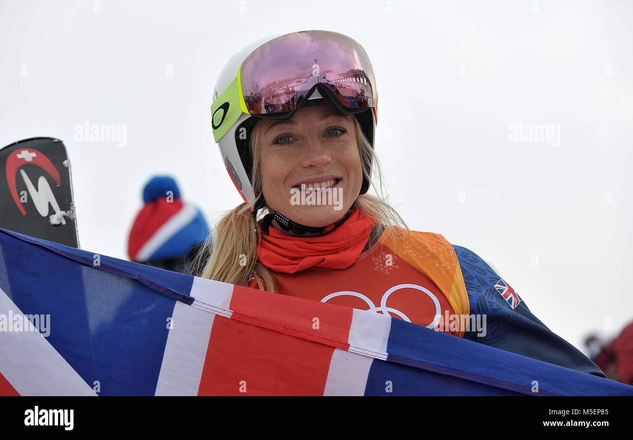 Winter Olympics 2018 Pyeongchang, Südkorea. 23. Februar, 2018. Emily Sarsfield (GBR). Frauen Ski Cross. Phoenix snow park. Pyeongchang. Pyeongchang 2018 Winter Olympics. Republik Korea. 23.02.2018. Credit: Sport in Bildern/Alamy leben Nachrichten Stockfoto