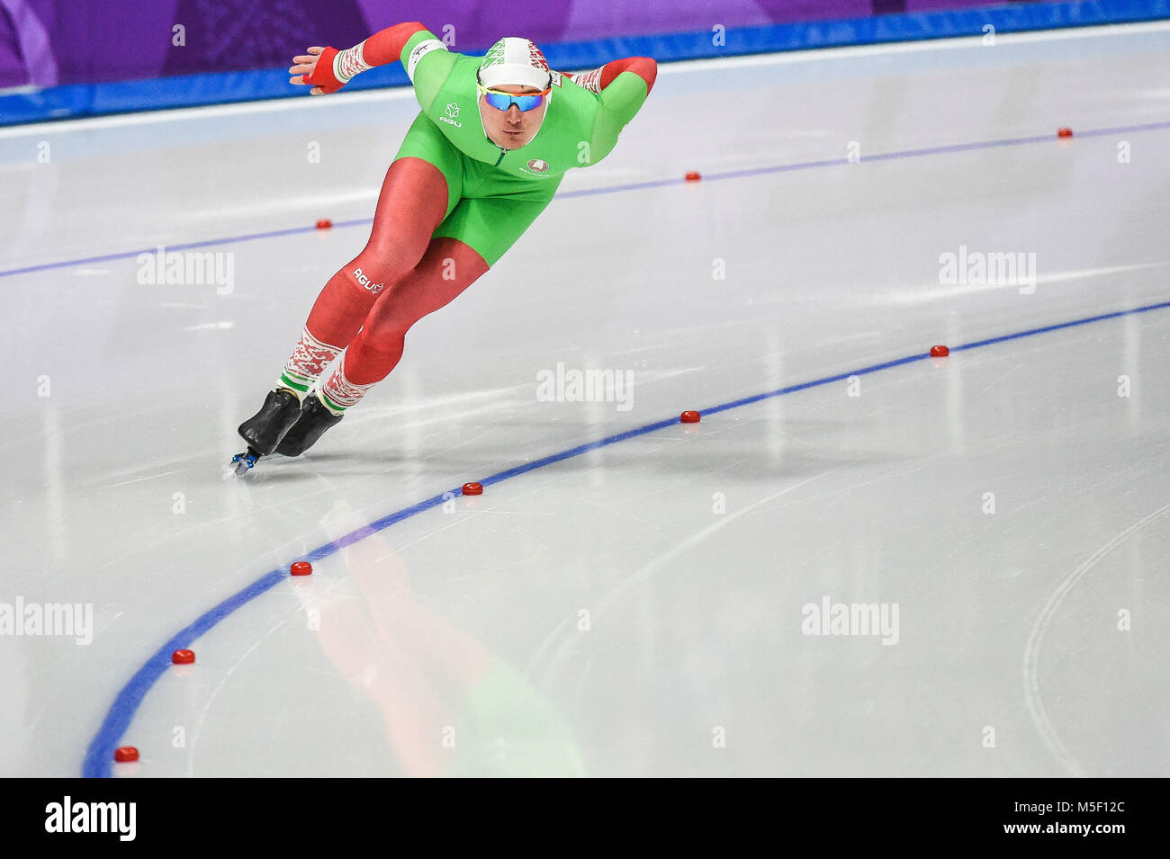 Februar 23, 2018: Ignat Golovatsiuk von Belarus auf 1000 Meter bei Olympischen Winterspielen speedskating, Gangneung Südkorea. Ulrik Pedersen/CSM Stockfoto