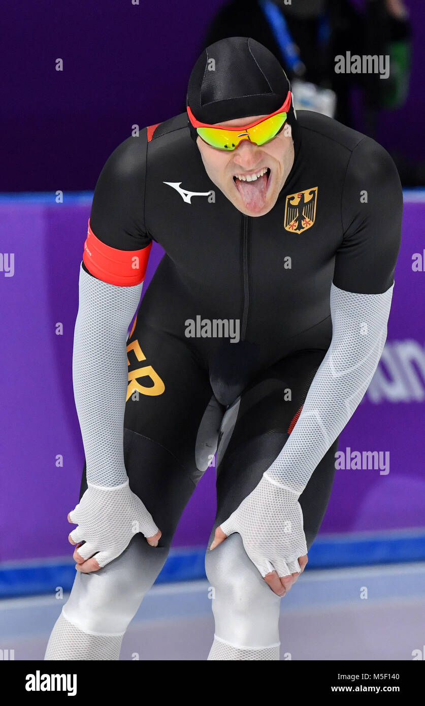 Gangneung, Südkorea. 23 Feb, 2018. In Deutschland Nico Ihle bei den Herren 1000 m Eisschnelllauf Rennen auf dem Gangneung Oval in Tainan, Südkorea, 23. Februar 2018. Credit: Peter Kneffel/dpa/Alamy leben Nachrichten Stockfoto